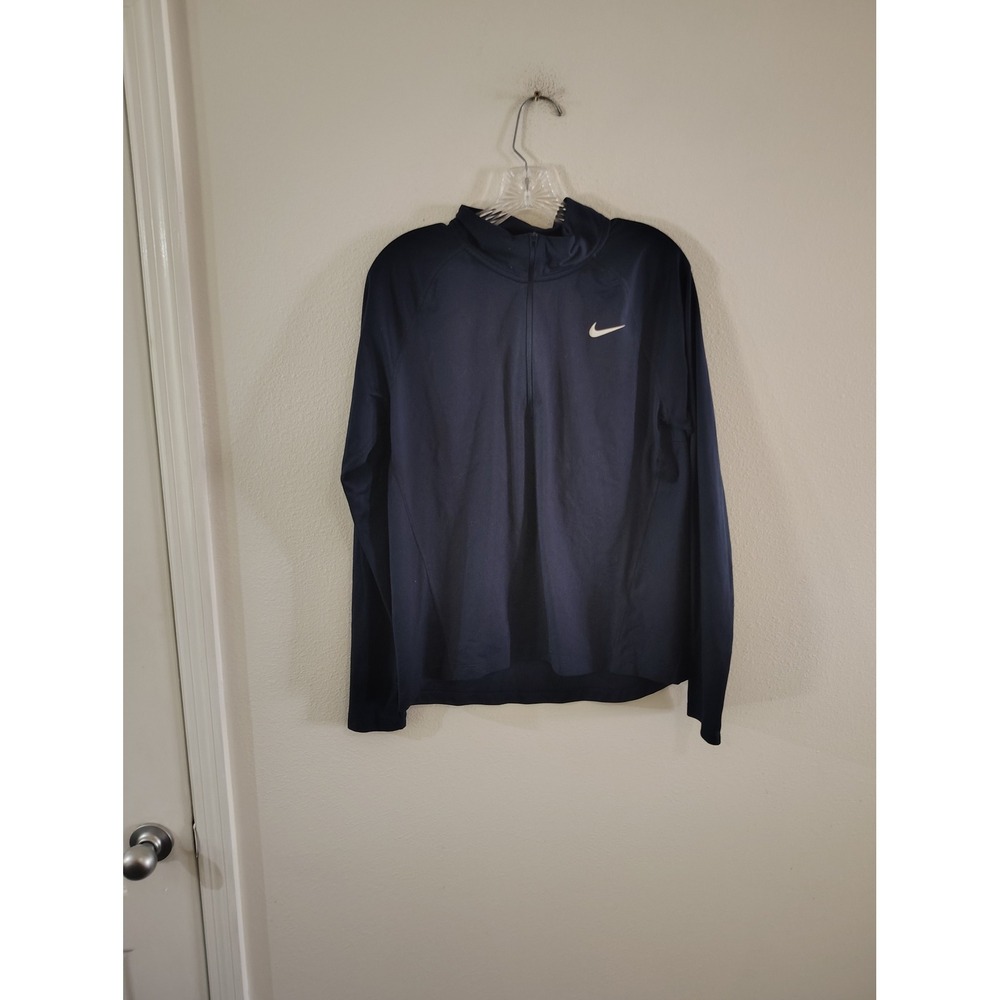 Nike Dri-FIT Womens Navy Blue Quarter Zip Pullover Long Sleeve Training Top L